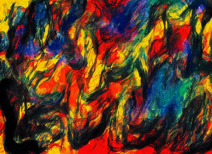 Prompt: the fellowship of the ring, abstract expressionism, digital art, broad strokes,