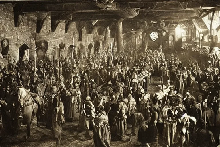 Prompt: very old photo of medieval times