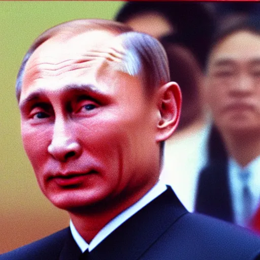 Image similar to sony 35mm photo of kim jong putin. Soft light, high quality