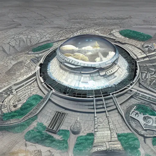 Image similar to concept art mars domed city all connecting highly detailed