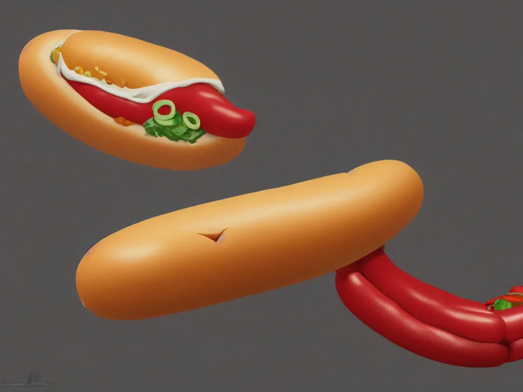 Prompt: a voluminous, amorphous, blob of flowing hair in the shape of a hot dog. Epic, elegant, nouveau, highly detailed, digital painting, cinematic, 8k, render