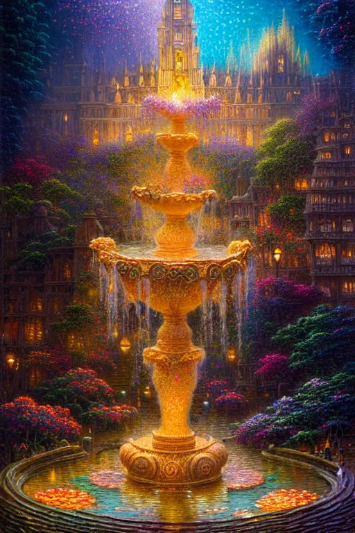 Prompt: intricate detailed flower fountain james gurney,dan luvisi,Petros Afshar,tim hildebrandt,liam wong,Mark Riddick,thomas kinkade,ernst haeckel,dan mumford,trending on artstation,josephine wall, WLOP ,cgsociety by Gediminas Pranckevicius, trending on cgsociety and DeviantArt