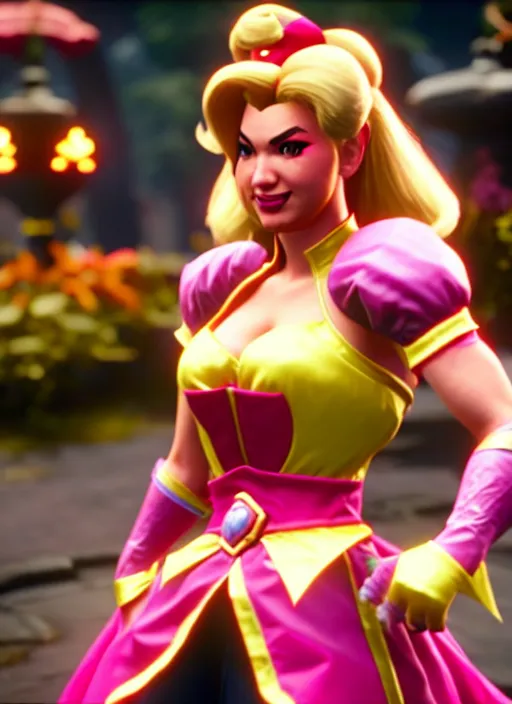 Image similar to princess peach in mortal kombat 1 1, ps 5 screen capture, 4 k