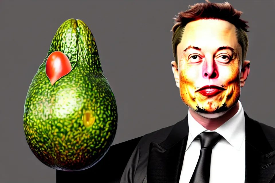 Image similar to bizarre elon musk as an avocado