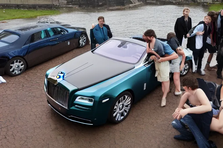 Image similar to stoned teenagers decided to drown Rolls-Royce