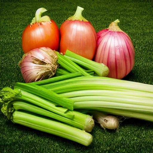 Image similar to gangster rappers the Onion Heads in a turf war with the rival Celery Foot gang. Each gang can be distinguished by wearing their colours and their onion heads and celery feet. Award winning photography