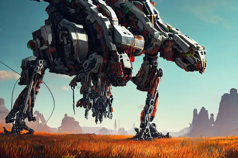 Image similar to longleg machine mecanical creature robot of horizon forbidden west horizon zero dawn bioluminiscence global illumination ray tracing hdr fanart arstation by ian pesty and alena aenami artworks in 4 k