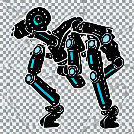 Prompt: boston dynamics robot cyborg as an svg sticker, 2 d, flat, vector art