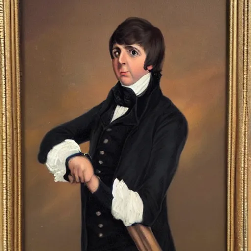 Image similar to regency era painting of a young paul mccartney in the style of henry pierce bone