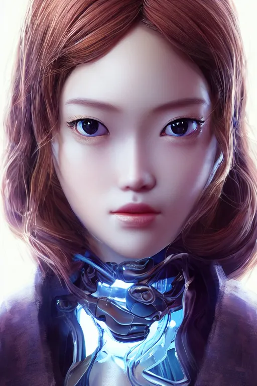 Prompt: weta movie still very up close portrait, mesh render, of classy elegant sophisticated 小 柔 seeu as a translucent plastic cyborg girl ， big eye ， glittering light leaks, electromagnetic waves, by nixeu and guweiz weta, wlop, ilya kuvshinov, rossdraws, artgerm, anime, liosh, mucha