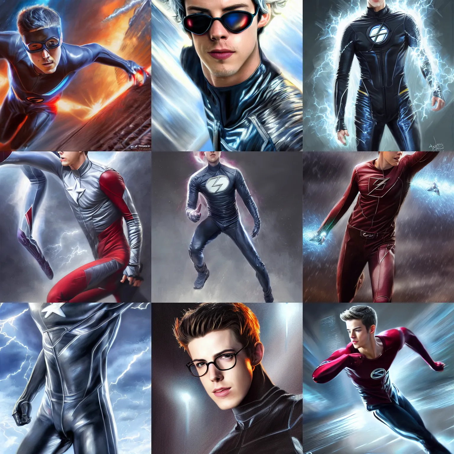 Prompt: grant gustin as quicksilver. digital painting, detailed, 8 k, trending on artstation, smooth, sharp focus artwork by mark arian, artgerm, mark keathley, greg rutkowski