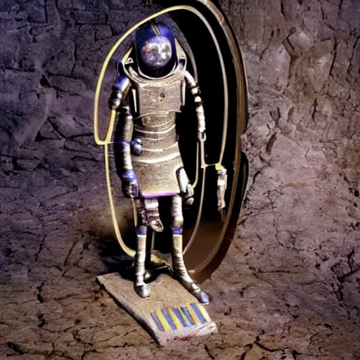 Image similar to futuristic ancient astronaut arrived through a portal,