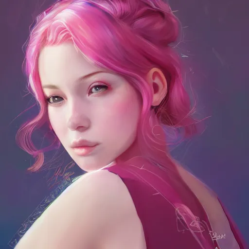 Image similar to teen girl, pink hair, gorgeous, amazing, elegant, intricate, highly detailed, digital painting, artstation, concept art, sharp focus, illustration, art by Ross tran