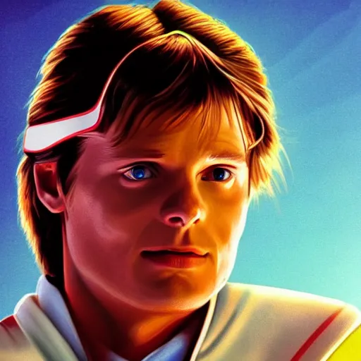 Image similar to jesus christ as marty mcfly in the 1 9 8 5 film back to the future, trending on artstation