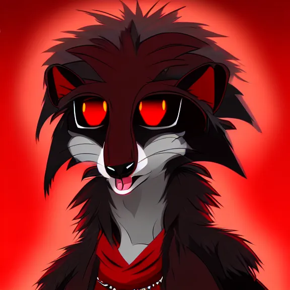 Image similar to furry - male - red - black - weasel - necromancer - fursona uhd ue 5 visual novel pc game expressions