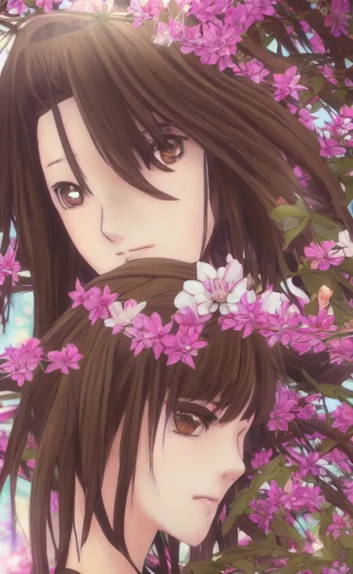 Prompt: anime style, gta 5, portrait of girl, yukata clothing, sakura tree in background, brown short hair, hair down, symmetrical facial features, from arknights, hyper realistic, sad eyes, extreme detail, 4 k drawing, safebooru, realistic lighting, by alphonse mucha, greg rutkowski, sharp focus, backlit