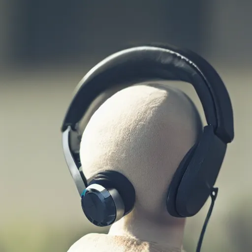 Image similar to a bird wearing headphones