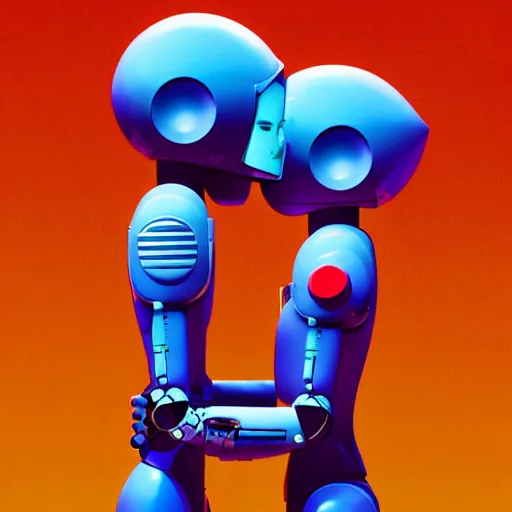 Image similar to two robots french kissing by beeple, utopia, digital art, beeple, space, detailed