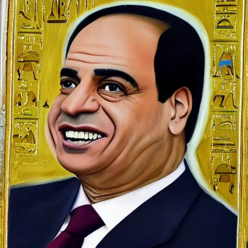 Prompt: egyptian president al - sisi painted in a coptic style, very realistic