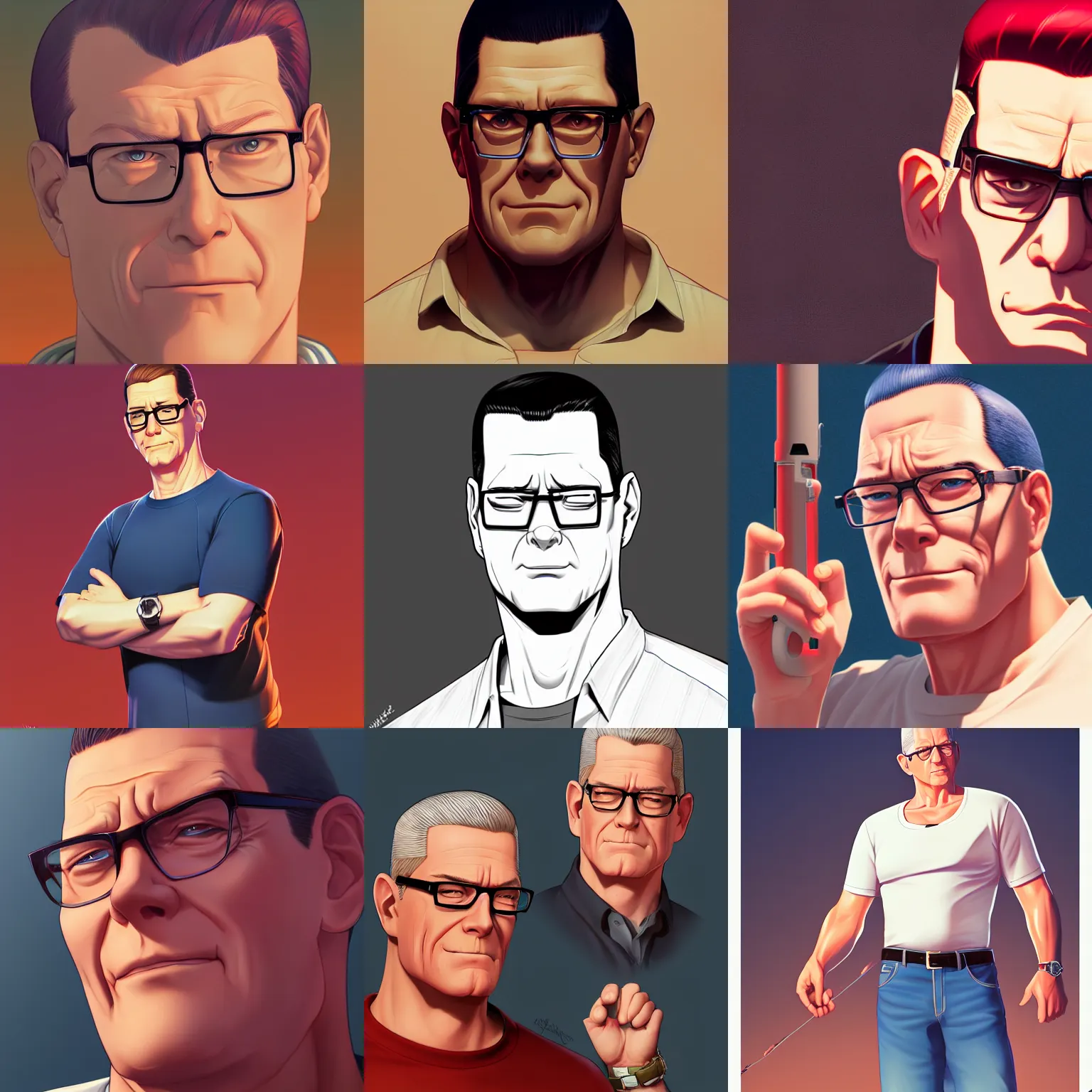 Prompt: hank hill, by ilya kuvshinov, rossdraws, artgerm, sola digital arts, anti aliasing, raytracing