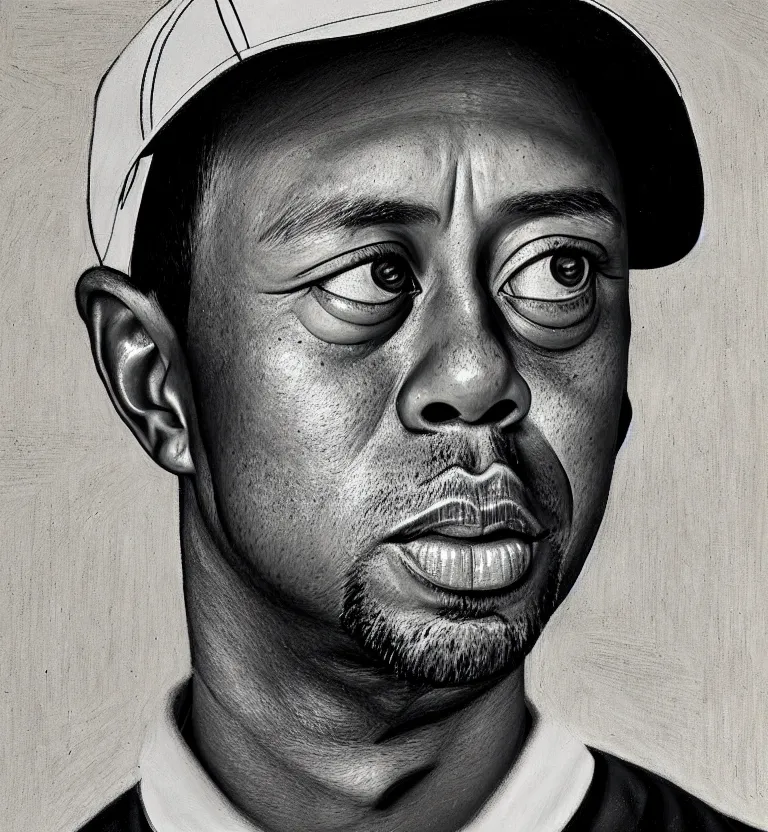 Image similar to tiger woods portrait by caravaggio.