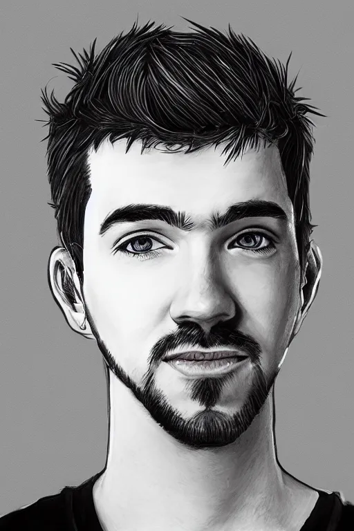 Image similar to Sean McLoughlin, Jacksepticeye, Irish Youtuber, solo portrait, gigachad, grayscale 🎨🖌️