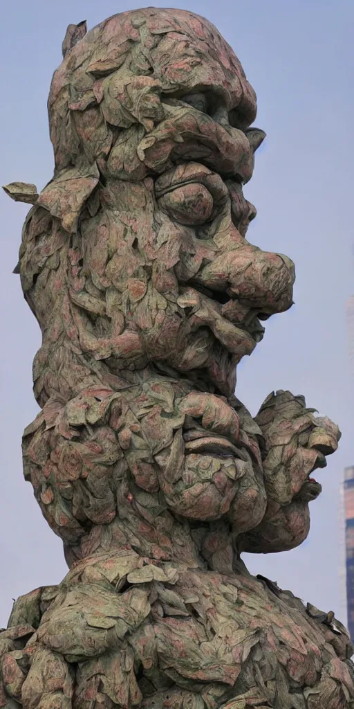 Image similar to colossal grotesque flower proletariat statue made from Lenin heads in the middle of abandoned early soviet constructivist cityscape, Stalinist architecture, ultradetailed by Hayao Miyazaki and Josan Gonzalez and Makoto Shinkai and Giuseppe Arcimboldo and Wes Anderson