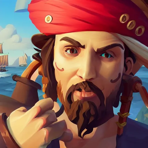 Image similar to painting jack the pirate on sea of thieves game avatar hero smooth face median photoshop filter cutout vector behance hd by jesper ejsing, by rhads, makoto shinkai and lois van baarle, ilya kuvshinov, rossdraws, illustration, art by ilya kuvshinov and gustav klimt