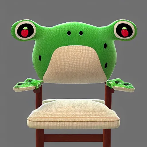 Image similar to froggy chair, 3d model, animal crossing, froggy chair, adorable, cute, detailed