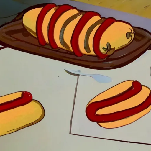 Image similar to hotdog gaining sentience on the kitchen table, realistic, high detail