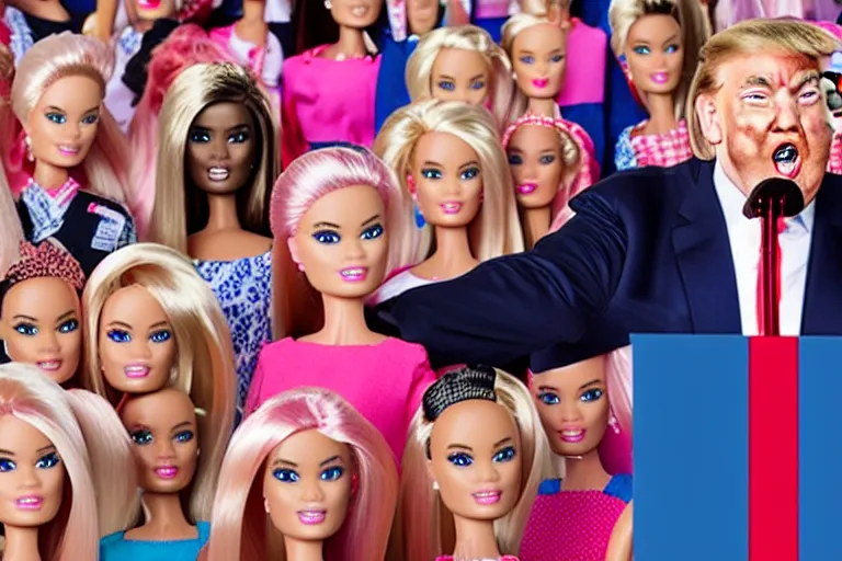 Image similar to still frame of trump in barbie, by Jaap Buitendijk
