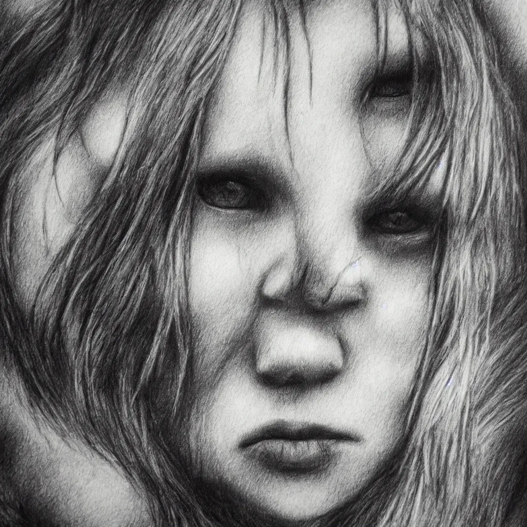 Image similar to Highly detailed charcoal dark art sketch