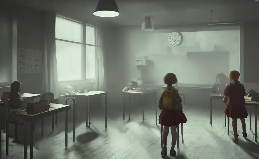 teacher girl the classroom, gloomy and foggy | Stable Diffusion | OpenArt