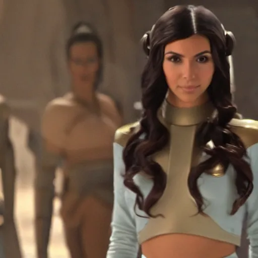 Image similar to victoria justice with kim kardashian body as princess padme in star wars episode 3, 8 k resolution, cinematic lighting, anatomically correct