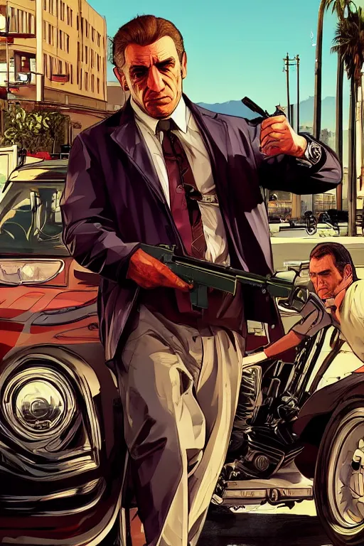 Image similar to beautiful gta v cover, concept art, robert deniro