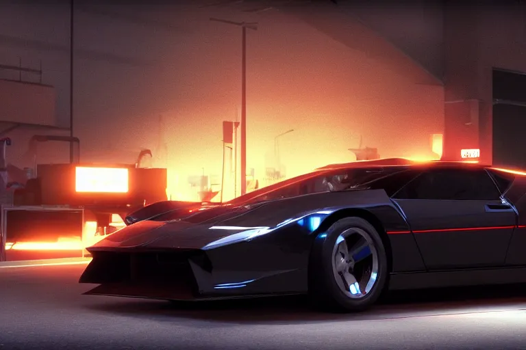 Image similar to photo wallpaper of kitt from knight rider, gran turismo 7 forza horizon need for speed fast and furious 5 unreal engine supercar hypercar game concept car octane render, 4 khd 2 0 2 2 3 d cgi rtx style chrome reflexion global illumination ray tracing hdr arstation pixar and disney unreal.