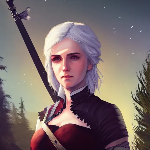 Prompt: portrait of ciri from the Witcher 3, forest landscape, night time, ambient lighting, 4k, anime key visual, lois van baarle, ilya kuvshinov, rossdraws, artstation