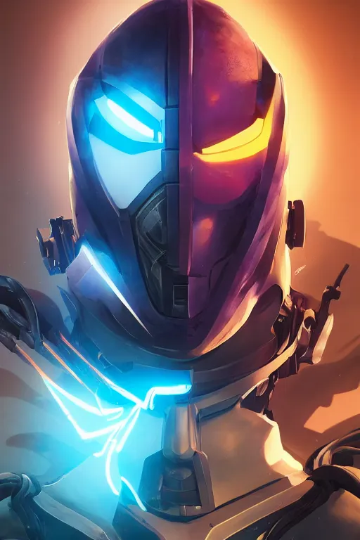 Image similar to epic mask helmet robot ninja portrait stylized as fornite style game design fanart by concept artist gervasio canda, behance hd by jesper ejsing, by rhads, makoto shinkai and lois van baarle, ilya kuvshinov, rossdraws global illumination radiating a glowing aura global illumination ray tracing hdr render in unreal engine 5