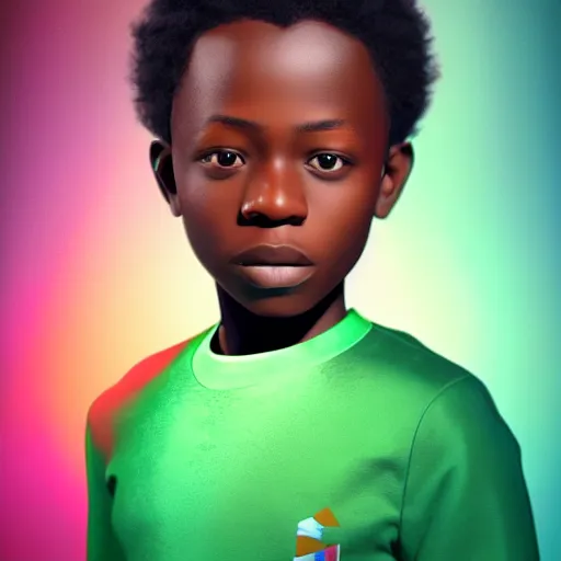 Image similar to portrait of a nigerian boy, james jean style, vfx art, unreal engine render, claymation style, colourful, volumetric light, digital painting, digital illustration, dramatic light,