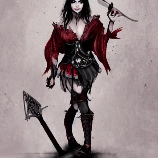 Prompt: full body photo of a beautiful vampire warrior