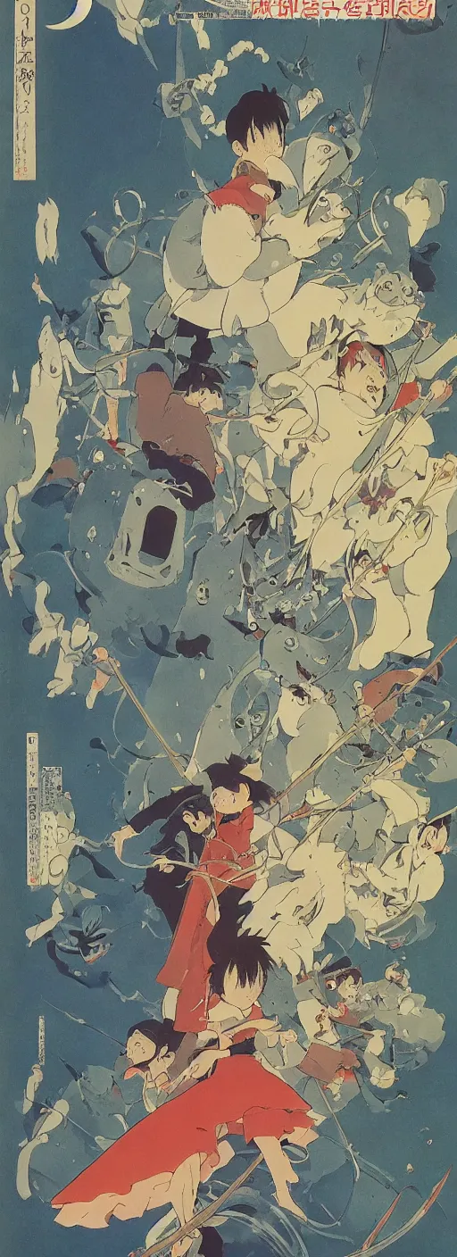 Image similar to a rare art book cover by hayao miyazaki and miyazaki's master yasuo otsuka and their early animations, beautiful art, magazine cover