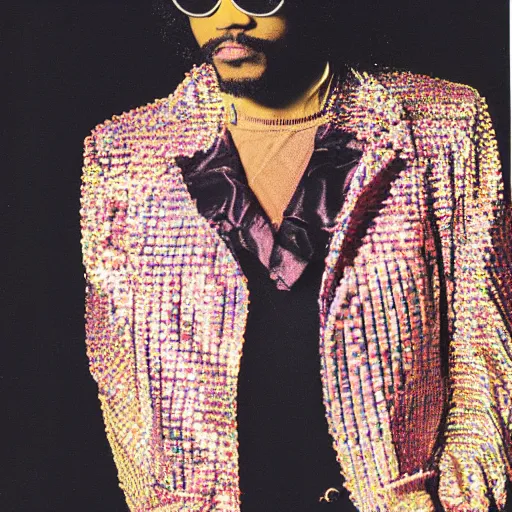 Prompt: funkiest grooviest man in the world, 70s disco jacket, photograph portrait