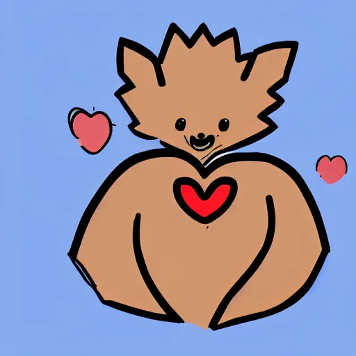 Image similar to cute hedgehog heart love laughing cute adorable emote twitch waving lineart