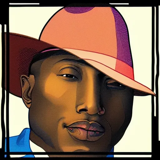 Image similar to “ pharrell retro minimalist portrait by jean giraud, art of moebius, sharp, smooth face, comic, 8 k ”