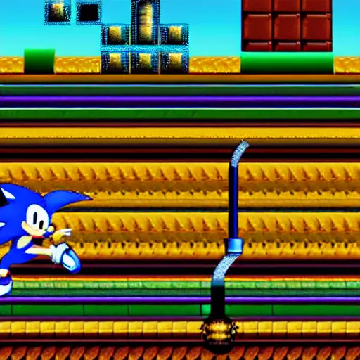 Image similar to sonic the hedgehog in jazz jackrabbit 2, in-game screenshot