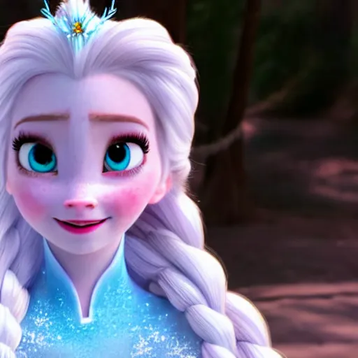 Prompt: belle delphine as elsa in live action disney frozen, 8k resolution, full HD, cinematic lighting, award winning, anatomically correct