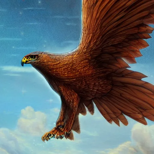 Prompt: fantasy art hyper realistic ai created interesting bizarre subconscious of a flying hawk hunting with fractal vignette edge fantastic art award winning best ultra detailed magnificent