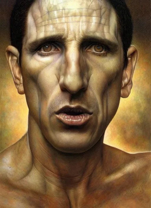 Prompt: hyper realistic painting portrait of trent reznor in the style of austin osman spare, wayne barlowe, gustav moreau, goward, bussiere and roberto ferri, santiago caruso, bouguereau, klimt, saturno butto, sorayama and tom bagshaw. occult art