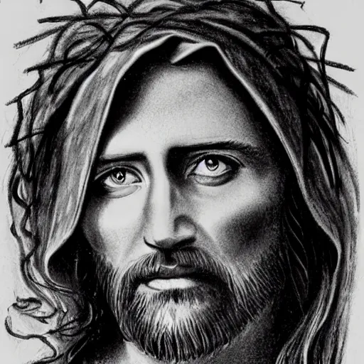 Prompt: Police sketch of Jesus Christ, detailed, headshot