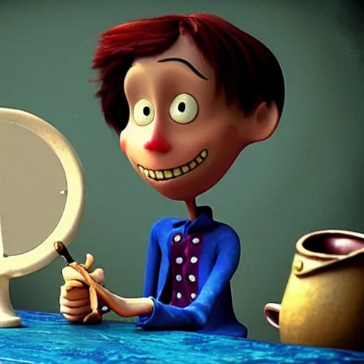 Image similar to A still of Jerma in the film Coraline, highly detailed, very detailed, extremely detailed, detailed, HD Quality, taken in the mid 2000s